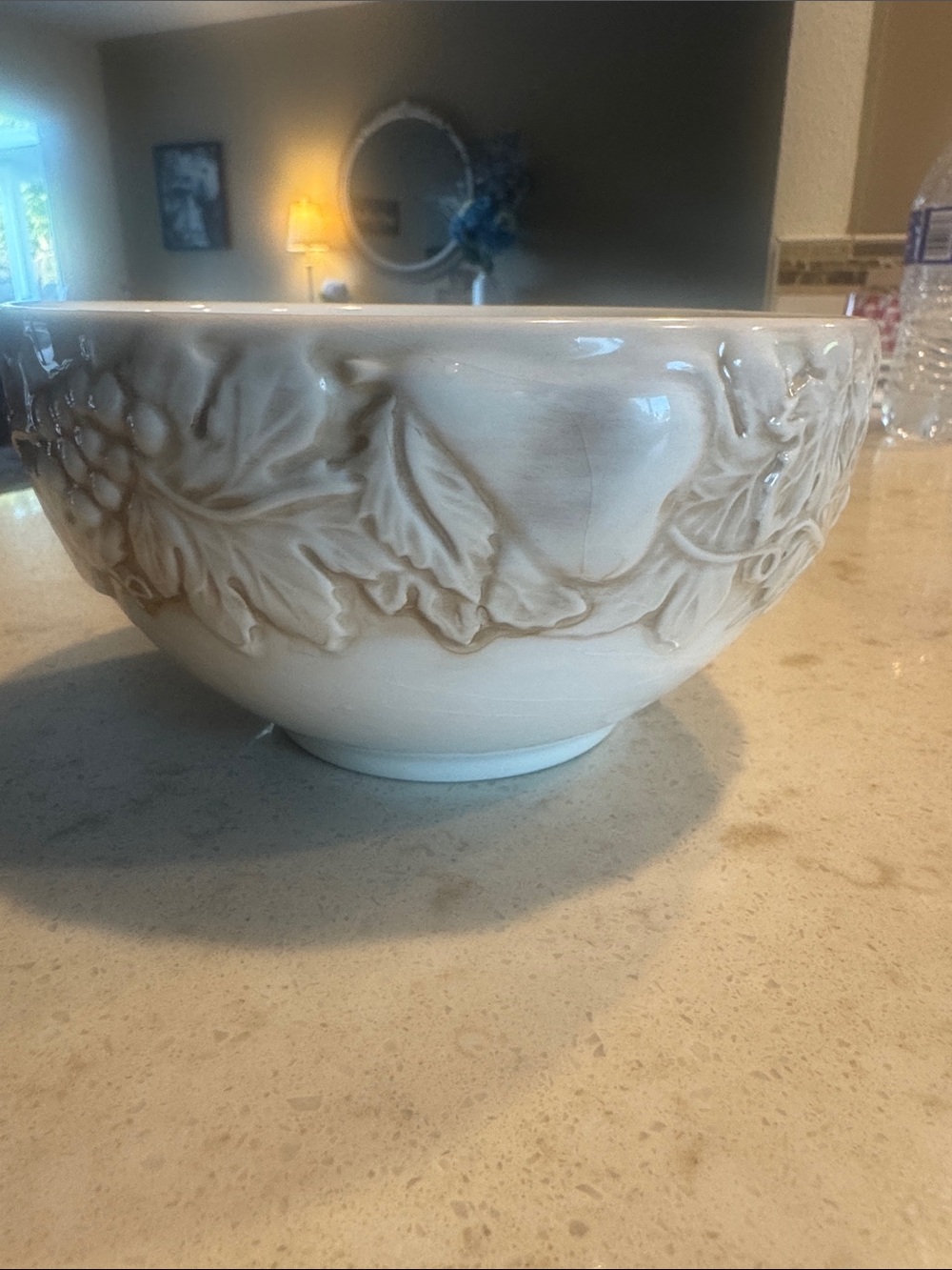 Cream Decorative Fruit Relief Ceramic Bowl